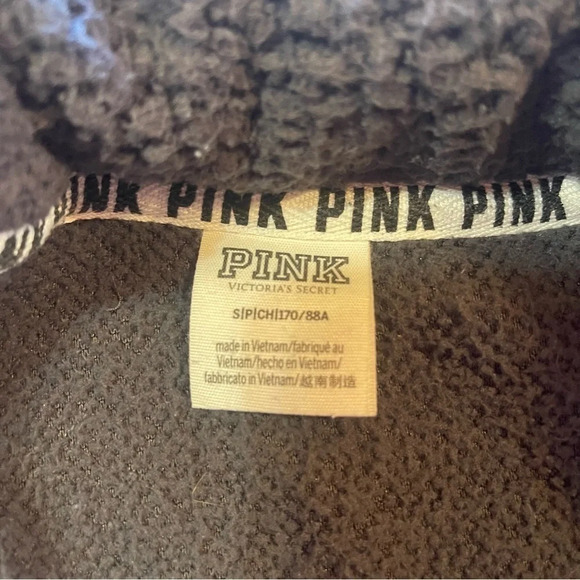 Victoria's Secret PINK Sherpa 1/4 Zip Fleece‎ Pullover Size S Gray - Picture 3 of 4